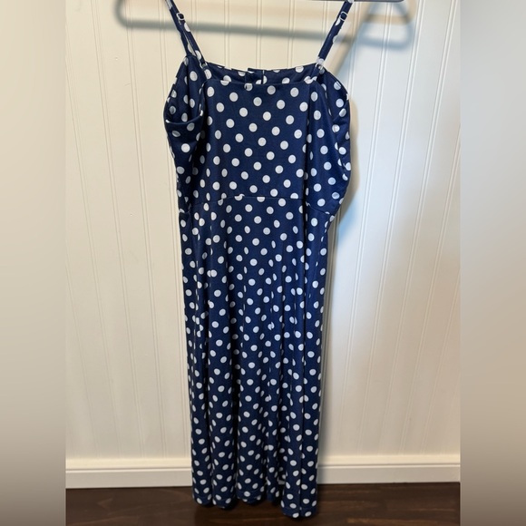 Blue Polka-dot Sundress with Button Front - Picture 2 of 12